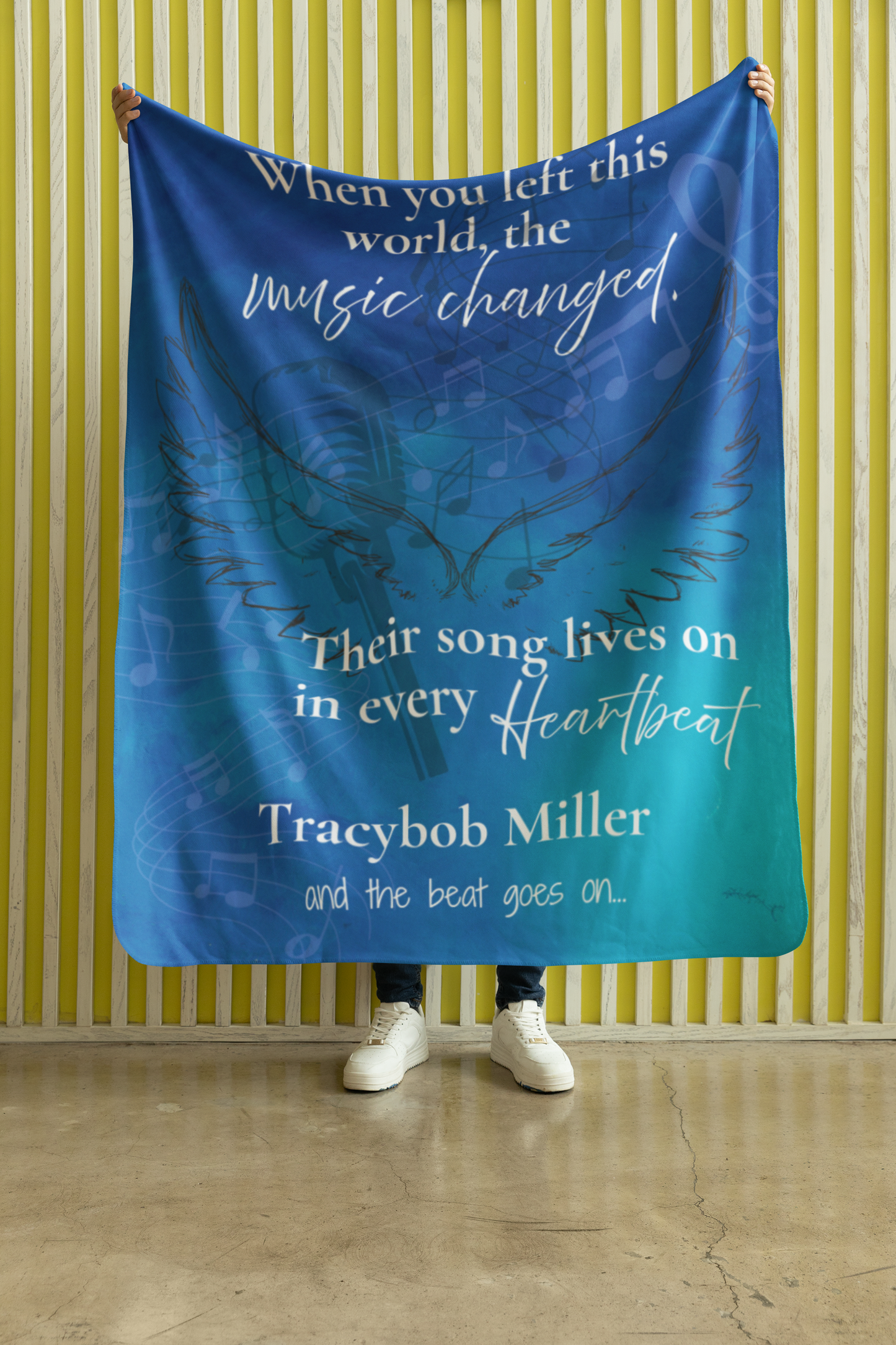 When You Left This World – Personalized Singer Memorial Blanket (Microphone Version)