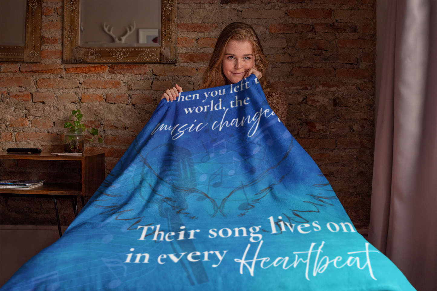 When You Left This World – Personalized Singer Memorial Blanket (Microphone Version)